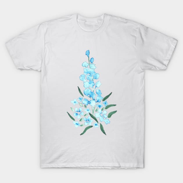 Blue Flowers, watercolor painting T-Shirt by Sharon Rose Art